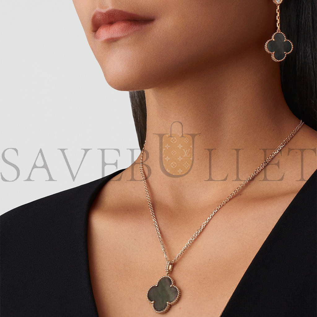 V*N CL*F  arpels magic alhambra long necklace, 1 motif - rose gold, mother-of-pearl  vcarp6i200